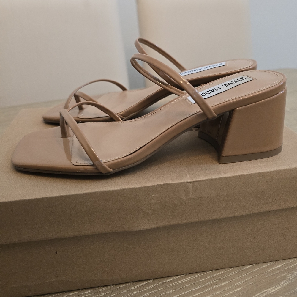 Steve Madden Women's Camel Patent Involved Heeled Sandals Size 6 - Picture 5 of 6